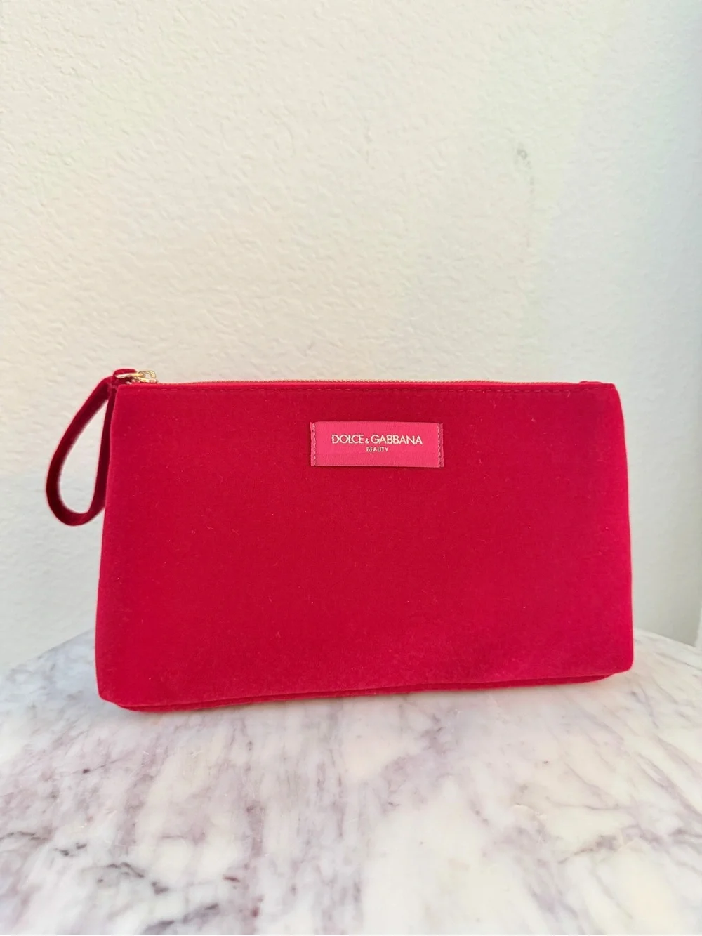 💋 Dolce & Gabbana Beauty Red Velvet Pouch Cosmetics Makeup Bag